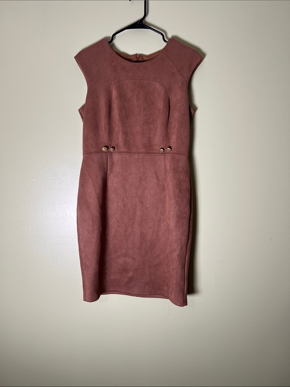 Cap-Sleeve Midi Sheath Dress in Dusty Rose